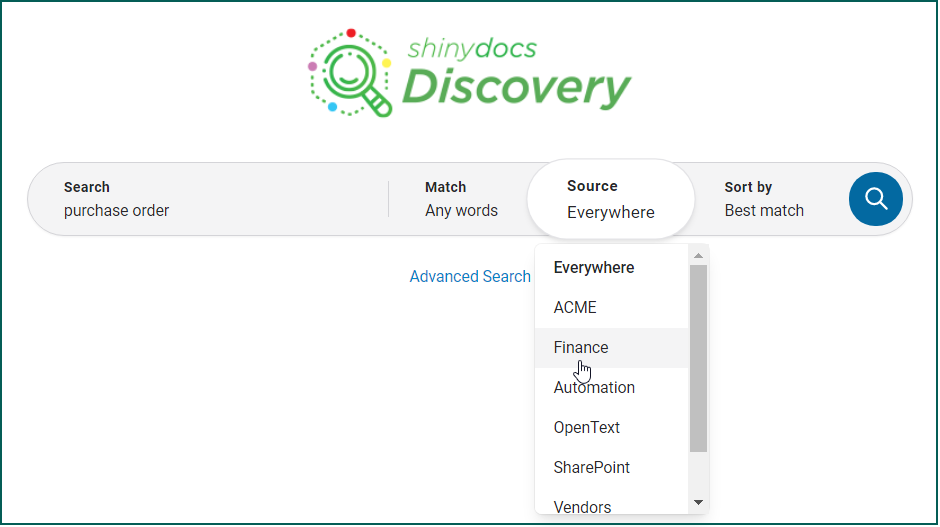 Searching by source in Discovery Search