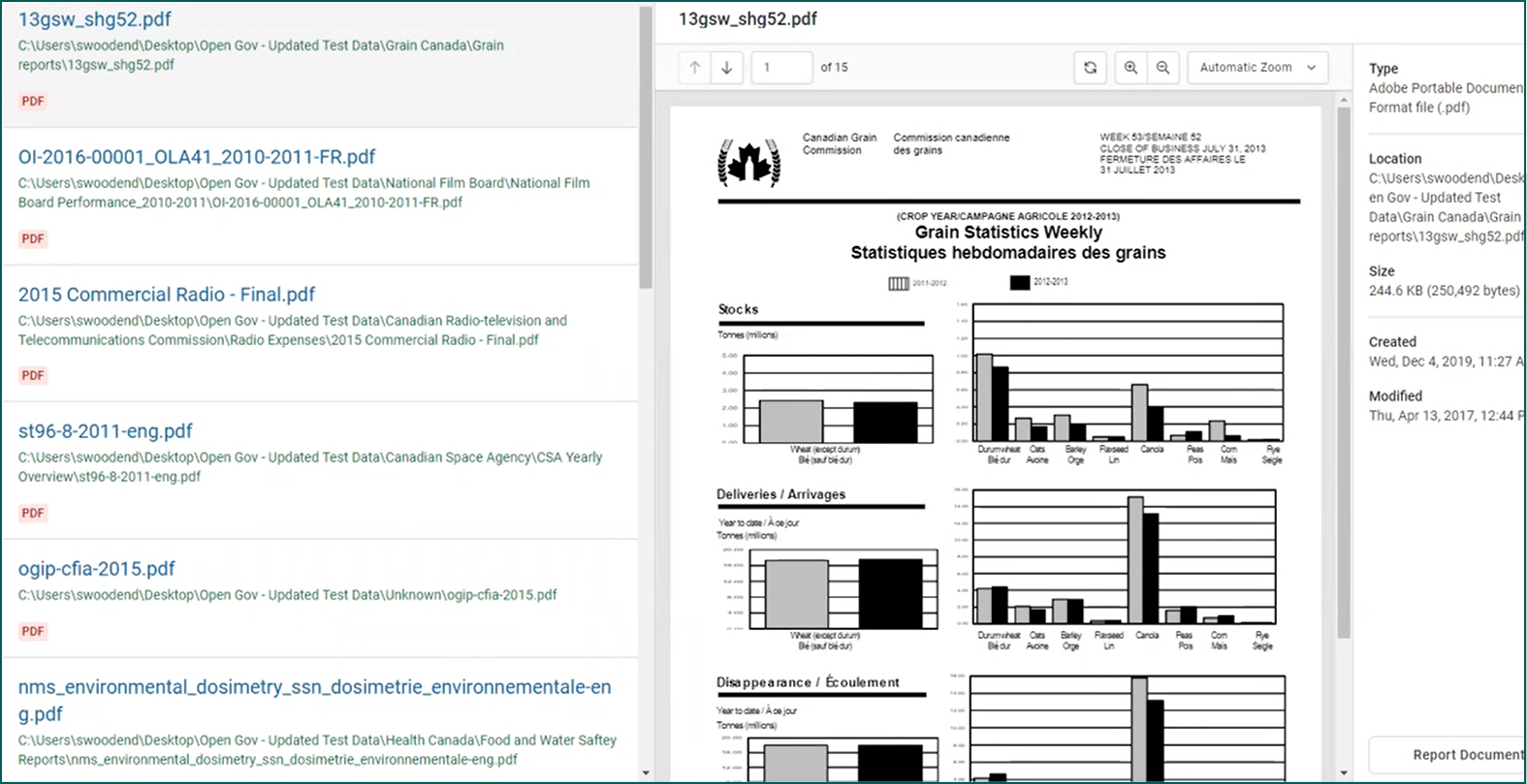 Results previewer
