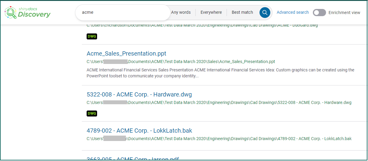 An example of what a user would see when a tag is graphically represented in a search result list.