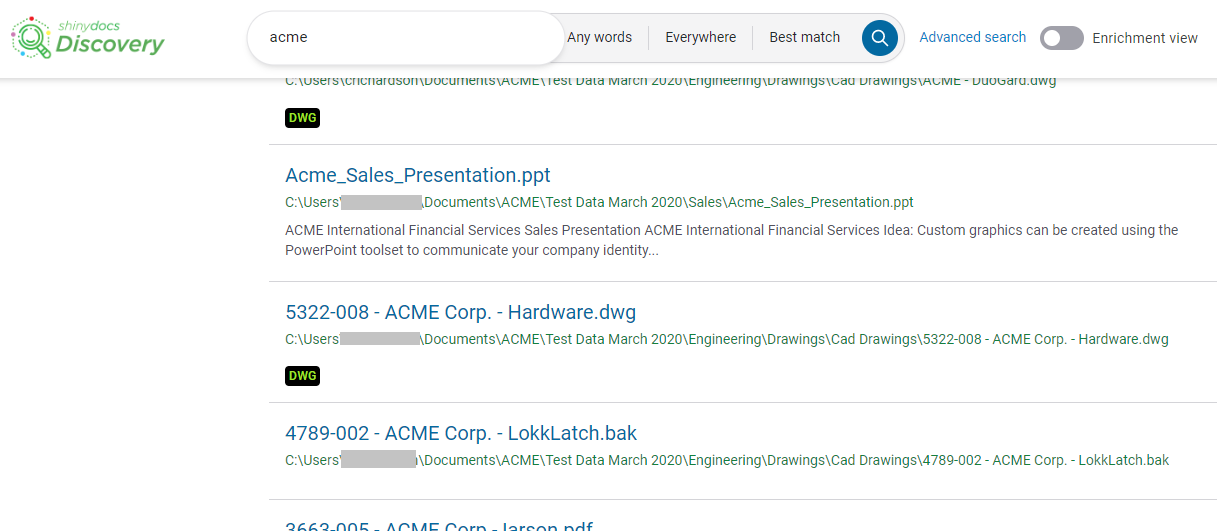 An example of what a user would see when a tag is graphically represented in a search result list.