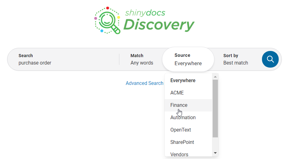 Searching by source in Discovery Search