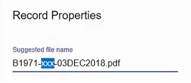 Screenshot of a portion of a filename in Record Properties being overwritten